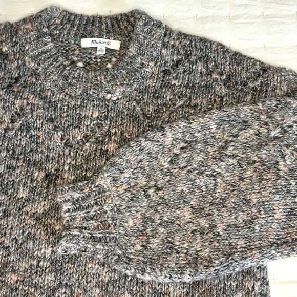 Madewell Pointelle Long Sleeve Sweater Women's XS | Gray Marled Knit | EUC - Picture 2 of 11
